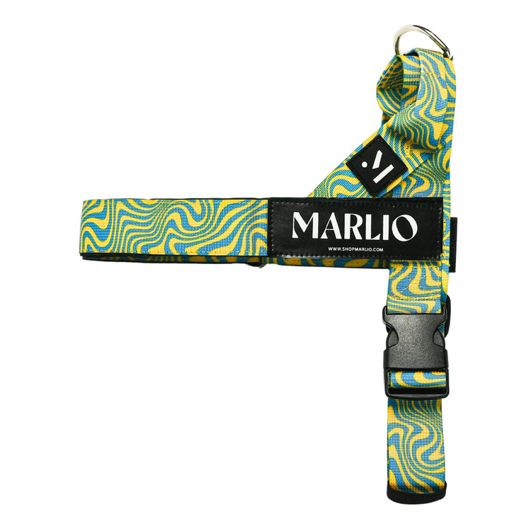 Marlio's trendy adjustable dog harness in a trippy vibe pattern